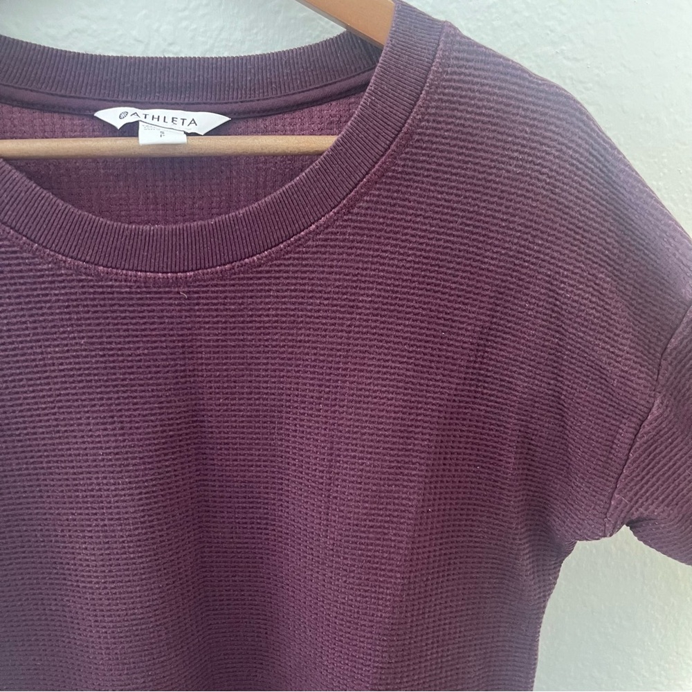 Athleta Coaster Luxe Waffle Sweatshirt in Cabernet - Women's Size SMALL - Picture 8 of 13